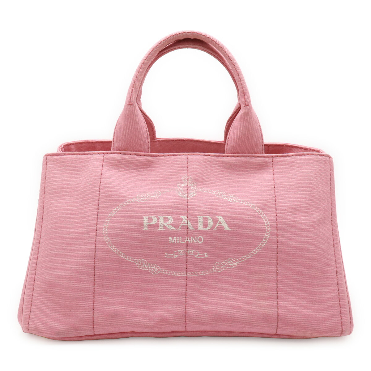 PRADA プラダ CANAPA カナパ トートバッグ ハンドバッグ ラージトート キャンバス GERANIO ピンク ゴールド金具 海外ブティック購入品 B1872B 【中古】｜ブルーミン／森田質店 27,860円