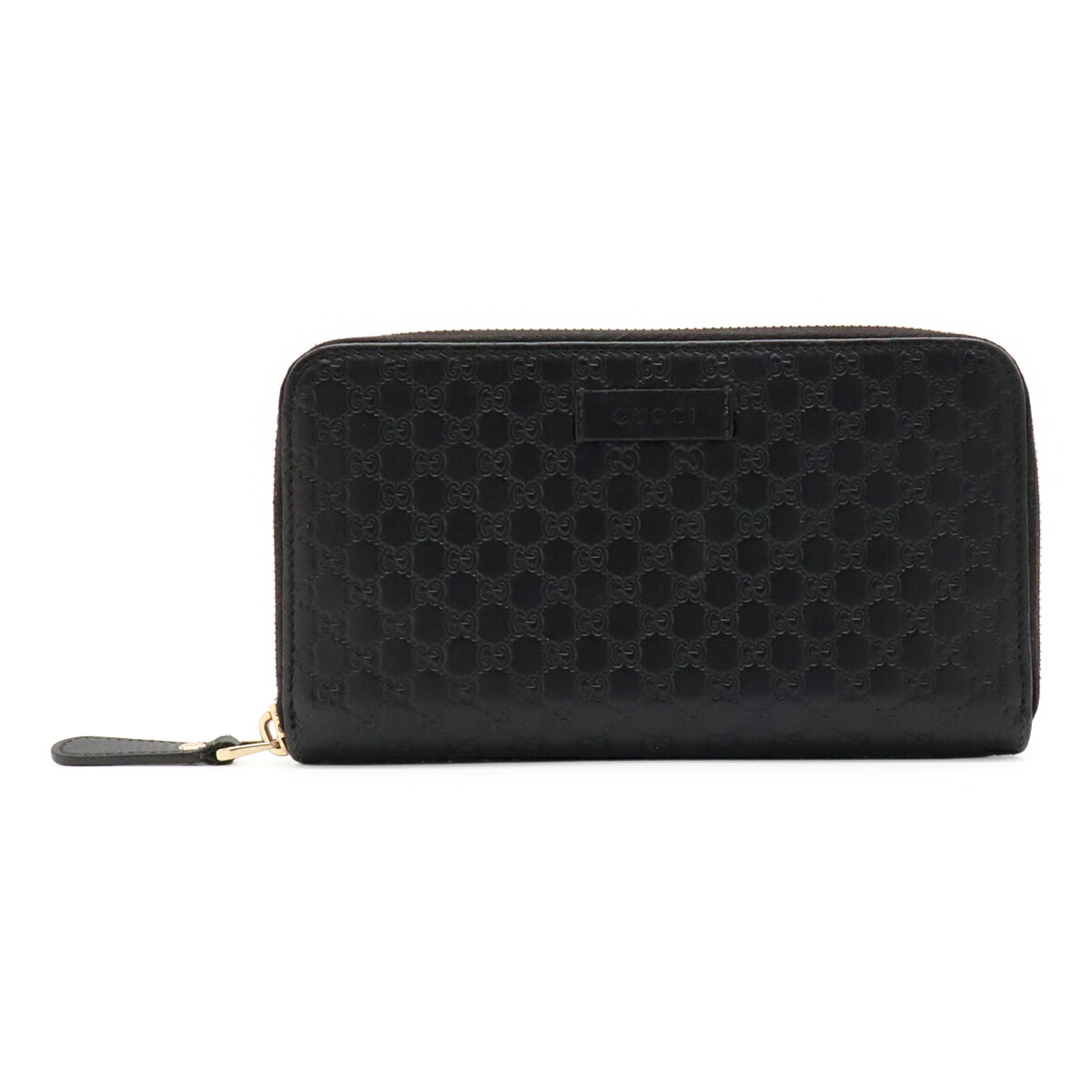 GUCCI グッチ マイクログッチシマ ラウンドファスナー 長財布 レザー ブラック 黒 ゴールド金具 アウトレット品 449391 【中古】|ブルーミン/森田質店