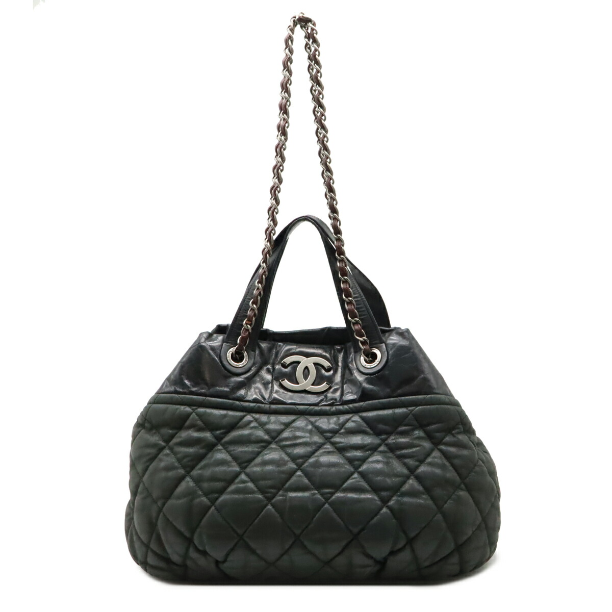 CHANEL シャネル インザミックス マトラッセ ココマーク チェーン店ショルダーバッグ 2WAY トートバッグ スパークルレザー 黒いこと 黒 A49683 【中古】