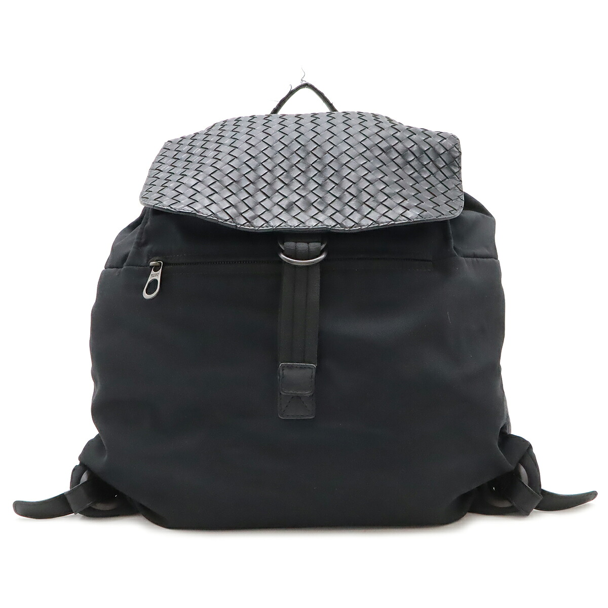 BOTTEGA VENETA ボッテガ ヴェネタ ボッテガベネタ イントレチャート うしろ側容器に並べる 背嚢 ナイロン なめし革 黒いこと 黒 409595 【中古】 バックパック・リュック-バッグ