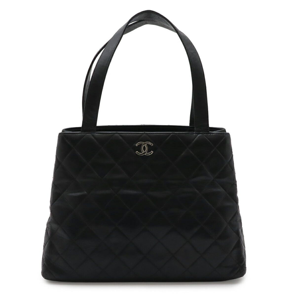CHANEL シャネル マトラッセ ココマーク ショルダーバッグ セミショルダー トートバッグ ハンドバッグ レザー ブラック 黒 シルバー金具 【中古】