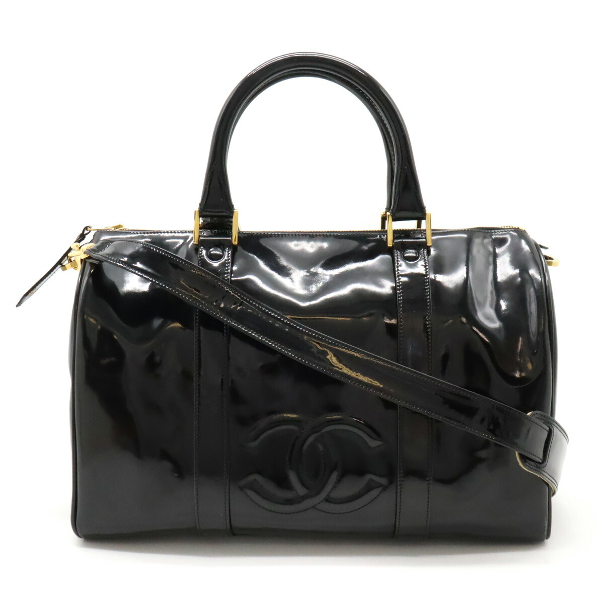 CHANEL ブラック パテントレザー ハンドバッグ 楽天市場】CHANEL シャネル ココマーク ハンドバッグ ボストン