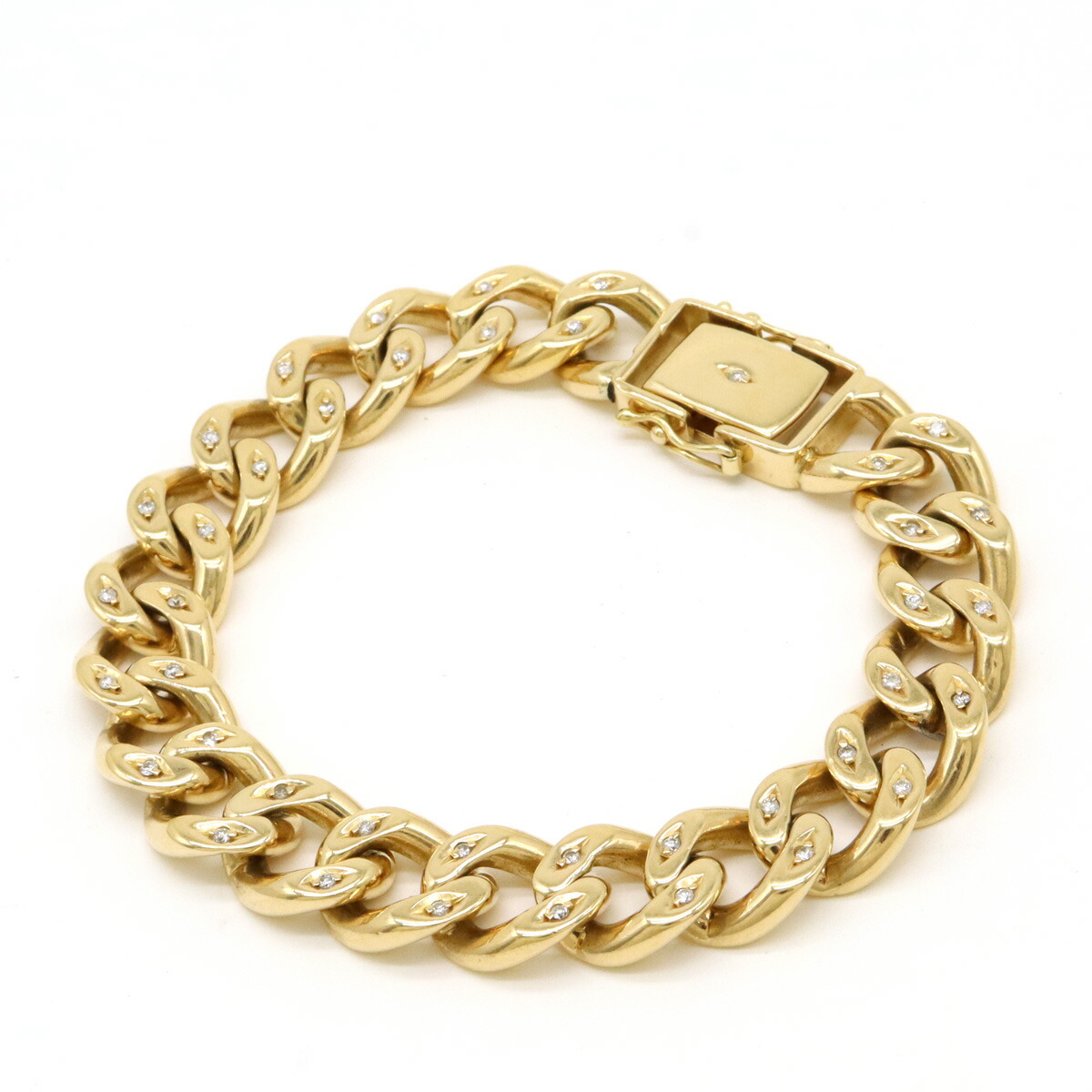 18金ゴールド チェーンブレスレット ダイヤモンド風装飾 楽天市場】ブレスレット チェーンブレス K18YG イエローゴールド D0