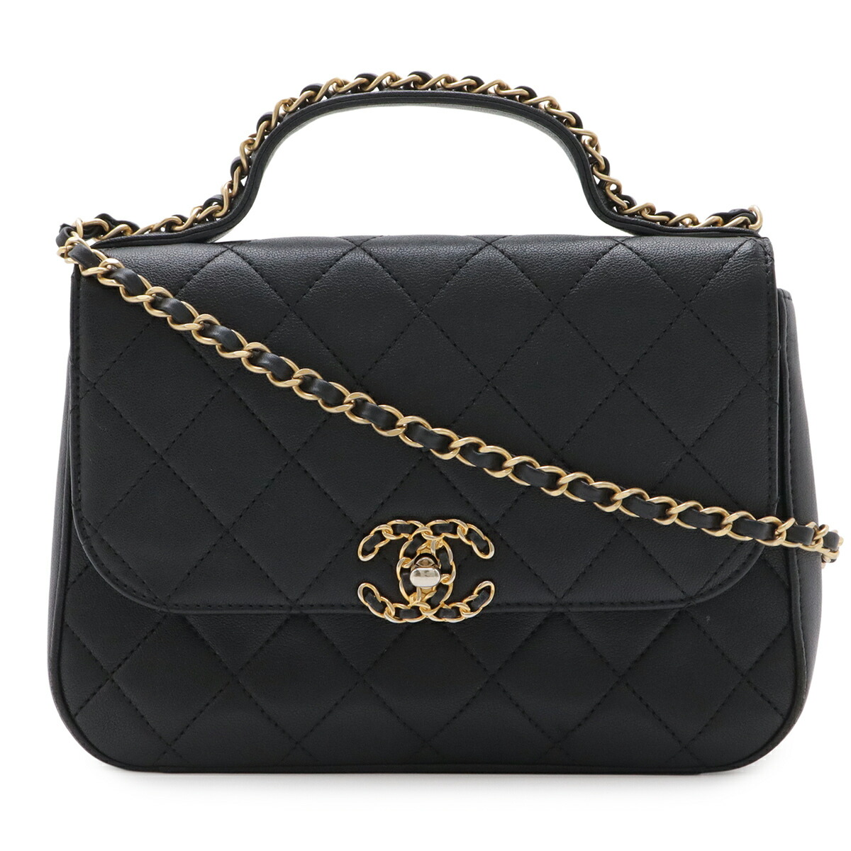 CHANEL シャネル CHANEL19 マトラッセ いの一番手持ち部分 ハンドバック 2WAY チェーン店肩部 ショルダーバッグ なめし革 黒いこと 黒 AS0970 【中古】