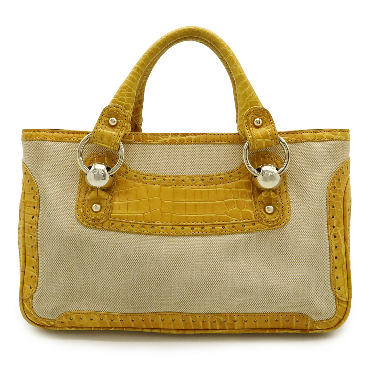 セリーヌ　ブギーバック　ハンドバッグ マカダム キャンバスxレザー ベージュ CELINE（セリーヌ） ブギーバッグ マカダム ハンドバッグ キャンバス