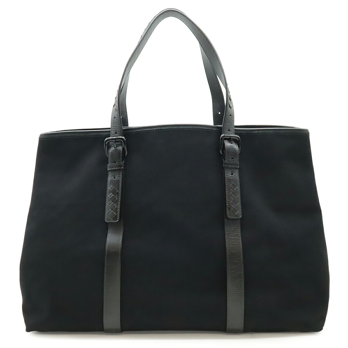 BOTTEGA VENETA ボッテガ ヴェネタ ボッテガベネタ ヴェルニーチェ ベルニーチェ トートバッグ ラージトート キャンバス レザー ブラック 黒 256764 【中古】