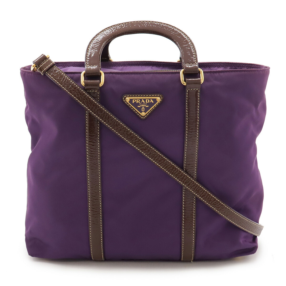 極美品PRADA プラダ ナイロン トートバッグ ショルダーバッグ　パープル 極美品PRADA プラダ ナイロン トートバッグ ショルダーバッグ