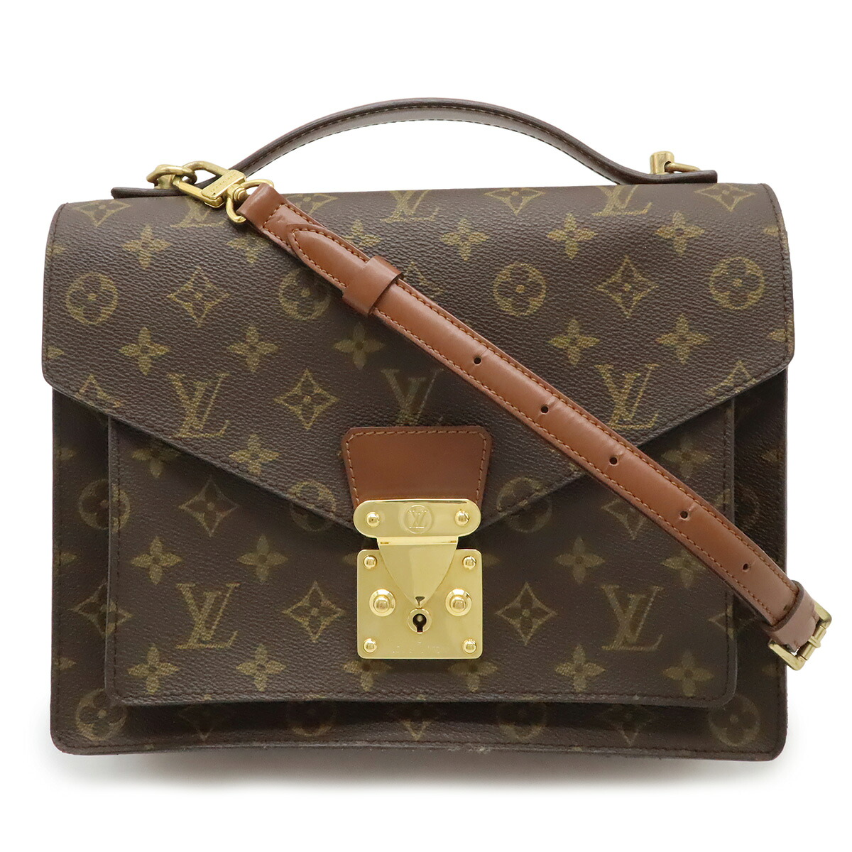 LOUIS VUITTON ルイ ヴィトン モノグラム モンソー28 セカンドバッグ ハンドバッグ ビジネスバッグ 2WAY ショルダーバッグ M51185 【中古】