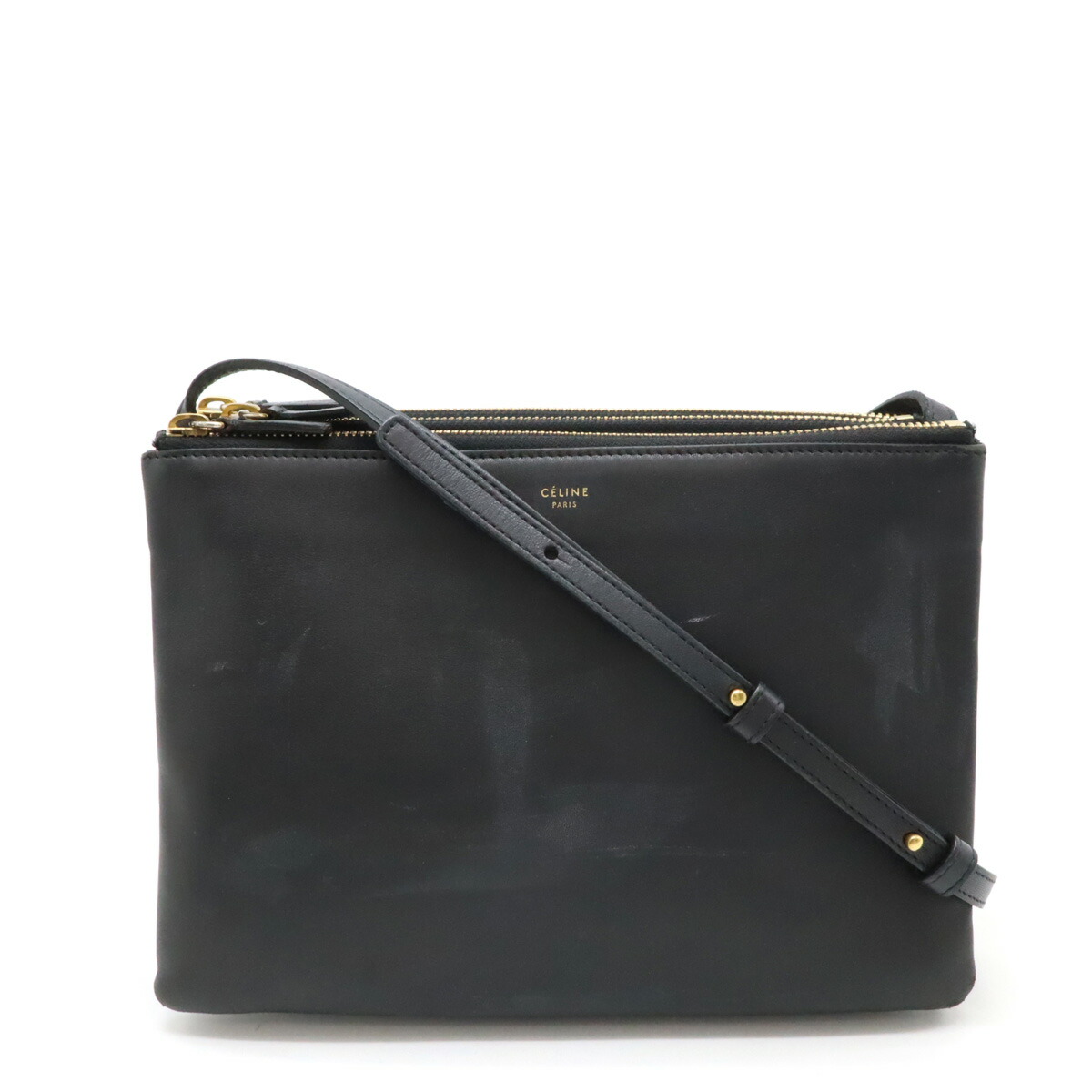 セリーヌ　トリオ　 ショルダーバッグ ラージ 3連 ポシェット 黒 CELINE(セリーヌ) ショルダーバッグ美品 ティーン トリオンフ