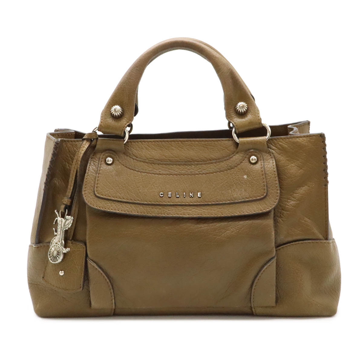 CELINE／セリーヌ ブギーバッグ レザー ハンドバッグ ブラウン 美品 CELINE 【質Shop天満屋】【人気】CELINE(セリーヌ) レザー