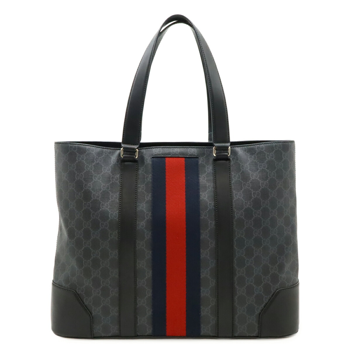 【美品】グッチ トートバッグ リバーシブル GGスプリーム 肩掛け A4可 黒 グッチ トートバッグ ハンドバッグ シェリーライン a4 肩掛け可