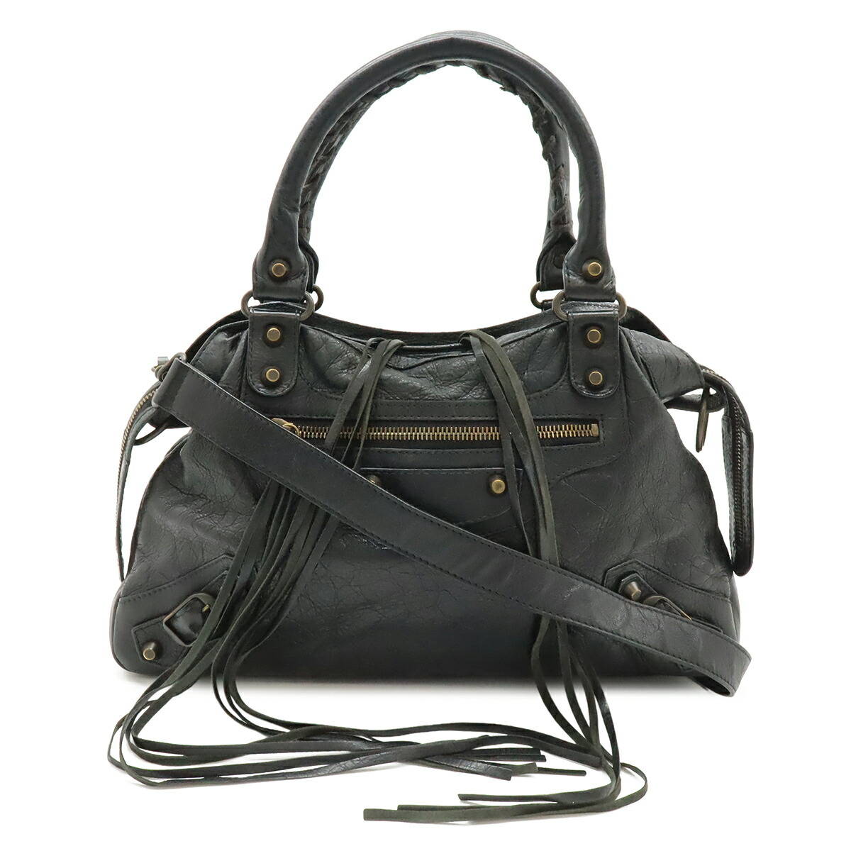 BALENCIAGA バレンシアガ ザ 町 ハンドバック トートバッグ 2WAY ショルダーバッグ 肩かけ なめし革 黒いこと 黒 鏡鑑欠品 240579 【中古】