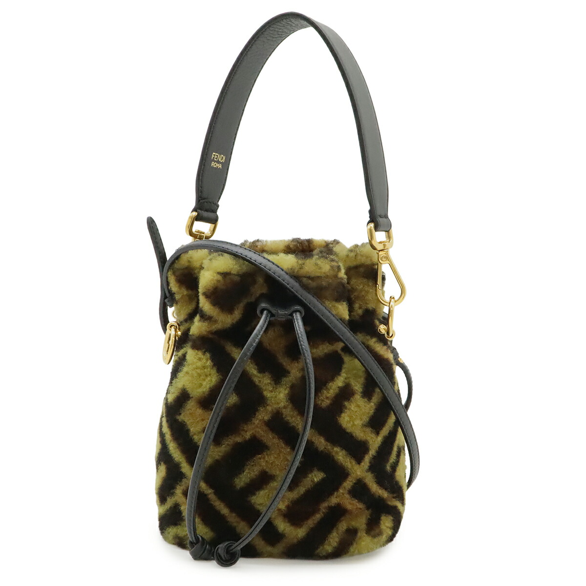 FENDI フェンディ ズッカ モントレゾール ミニ 井戸釣瓶御徒面子 ショルダーバッグ 虚蝉肩肉 合切袋御徒面子 毛革 なめし革 赤銅色 8BS010 【中古】