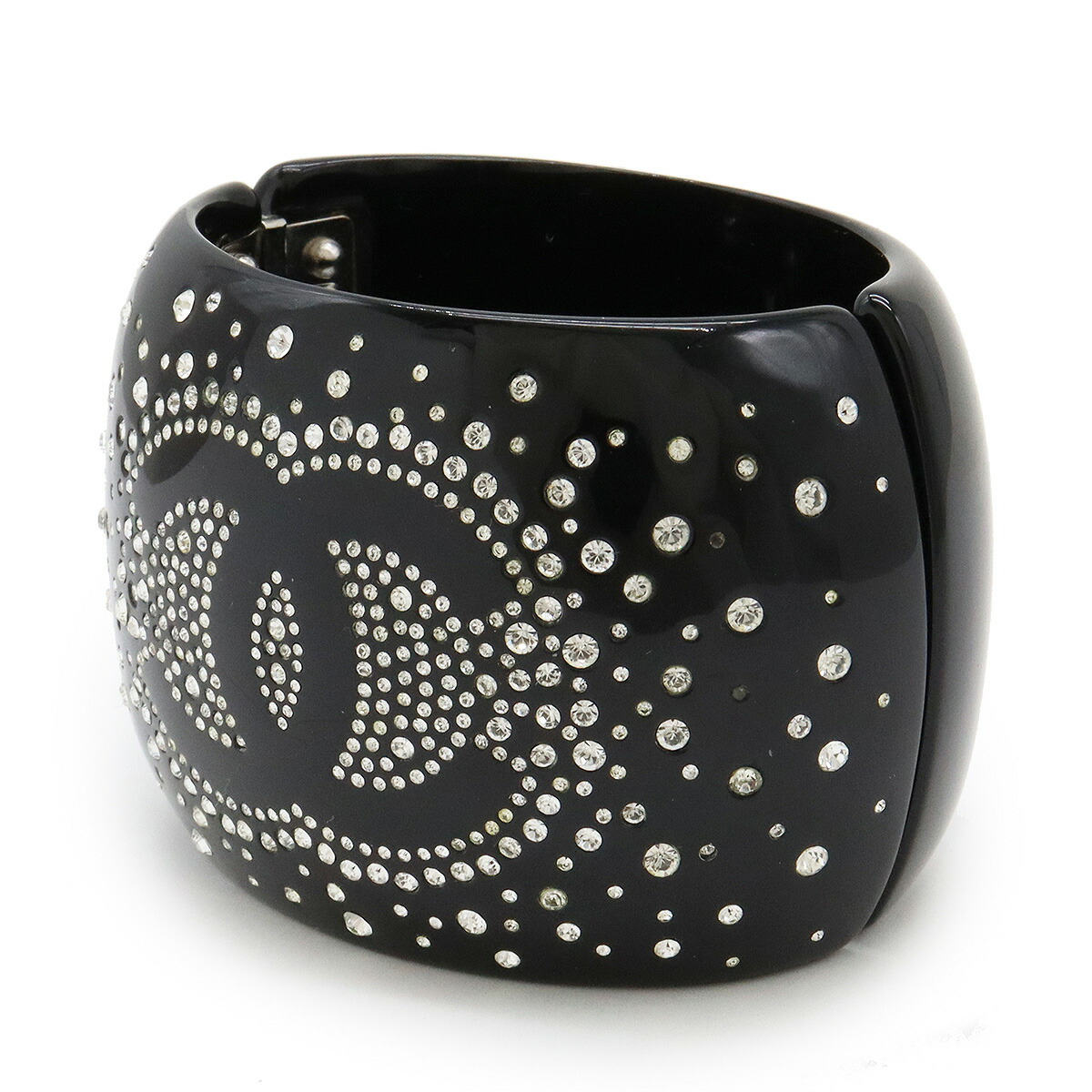 美品 CHANEL バングル ココマーク ラインストーン レジン ブラック 黒 楽天市場】CHANEL シャネル ココマーク バングル ブレスレット 開閉式