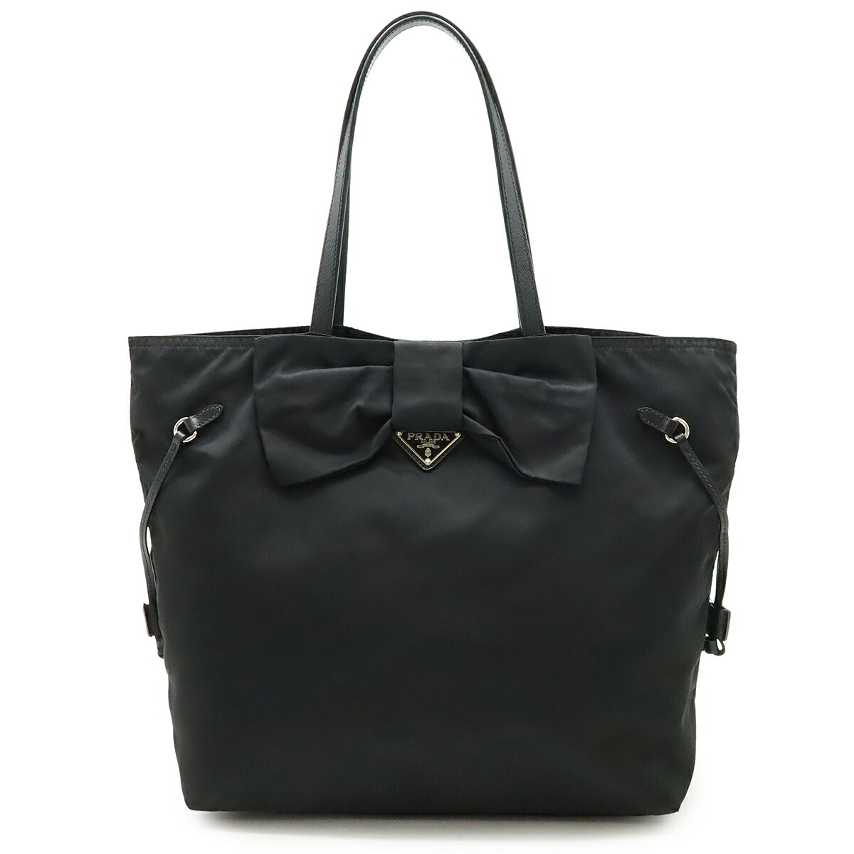 美品◆PRADA プラダ ナイロンxレザー切替 トート ハンド バッグ 黒◆ 411250-1_wm.jpg