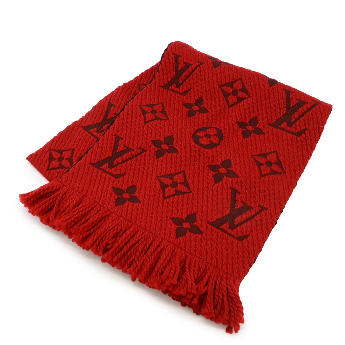 LOUIS VUITTON(ルイ・ヴィトン) エシャルプ・ロゴマニア マフラー アパレル ファッション小物 モノグラム ウール シルク レッド赤 レディース 40802174661【中古】【アラモード】 LOUIS VUITTON - LOUIS VUITTON(ルイ・ヴィトン) エシャルプ・ロゴ