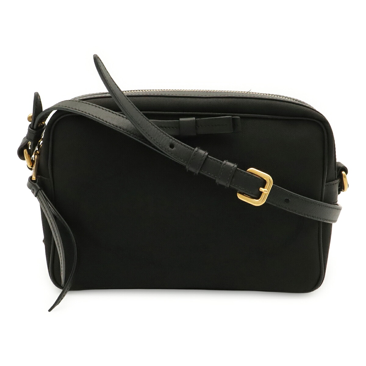 PRADA プラダ ロゴジャガード リボン ショルダーバッグ 斜め掛け キャンバス レザー NERO ブラック 黒 1BH089 【中古】|ブルーミン/森田質店