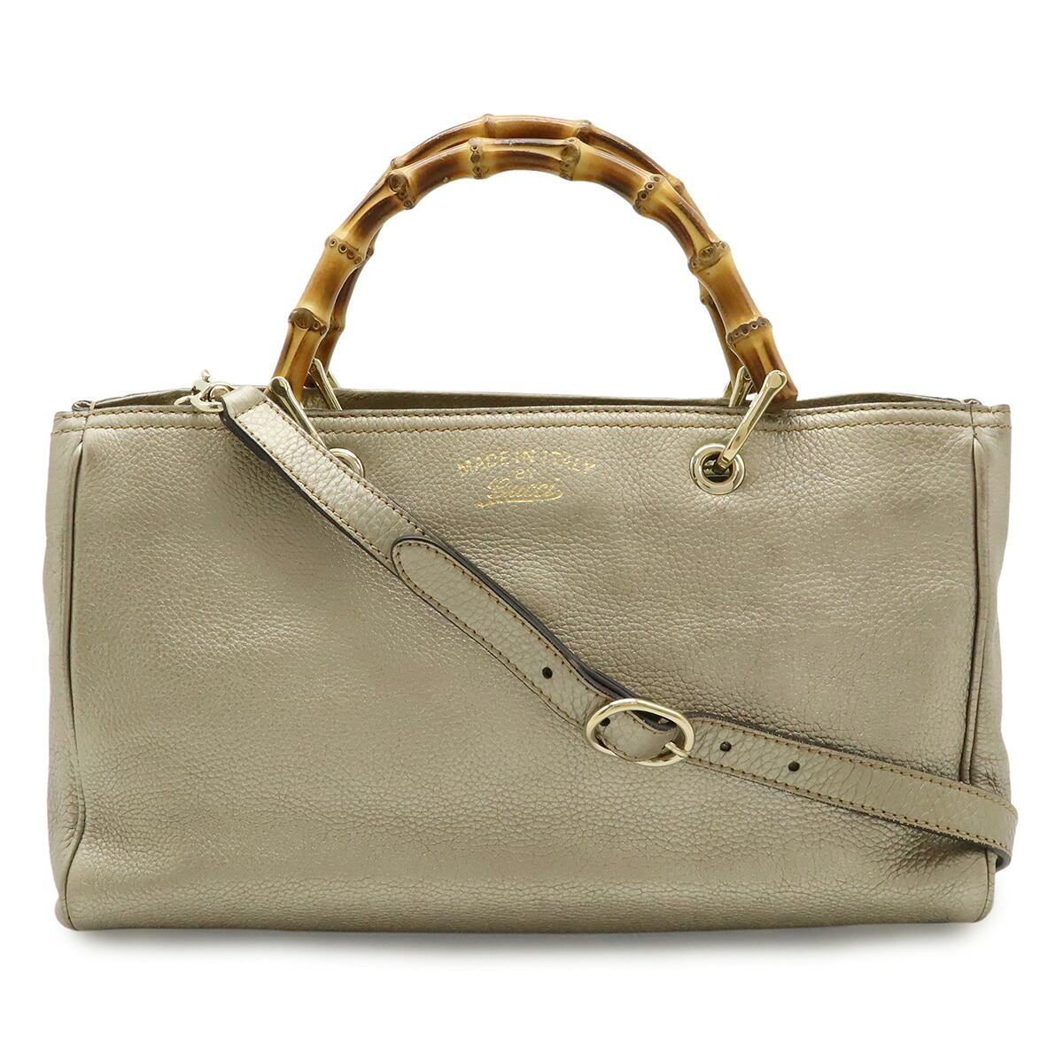 GUCCI グッチ バンブーショッパー ミディアムサイズ トートバッグ ハンドバッグ 2WAY ショルダーバッグ レザー シャンパンゴールド 323660 【中古】|ブルーミン/森田質店
