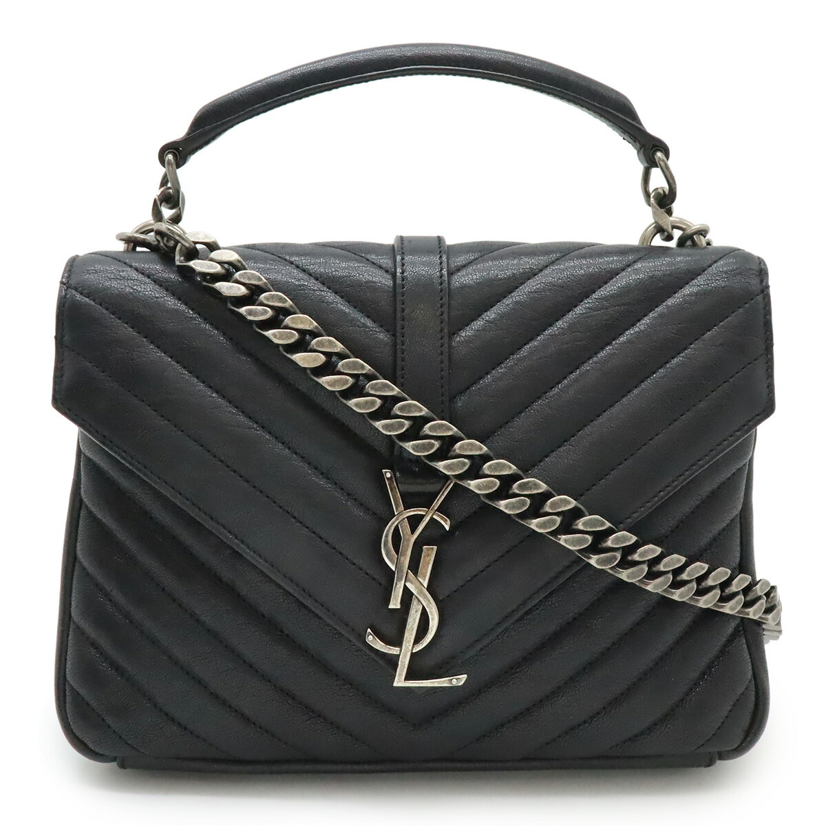 SAINT LAURENT PARIS サン ローラン 光の都市 YSL イブサンローラン 分科大学 ハンドバック 2WAY チェーン店ショルダーバッグ 黒いこと 黒 428056 【中古】