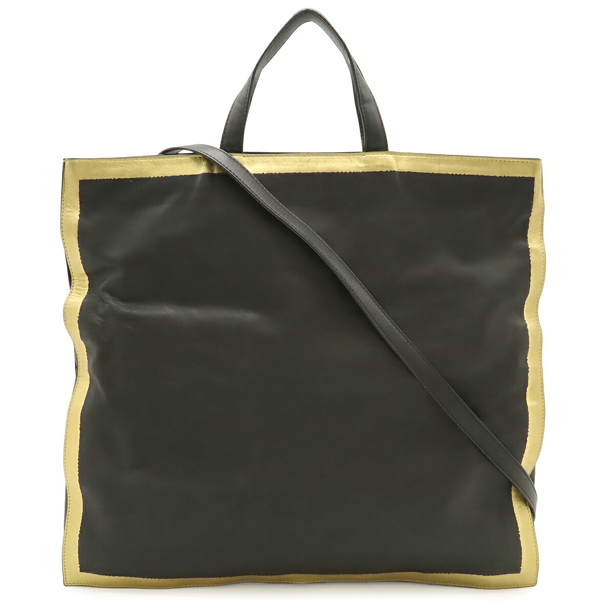BOTTEGA VENETA ボッテガ ヴェネタ トートバッグ ショルダーバッグ 曲がった掛け 2WAY ハンドバック なめし革 うす暗い赤銅色 茶 ゴールド 金 鏡鑑付き添い人 【中古】