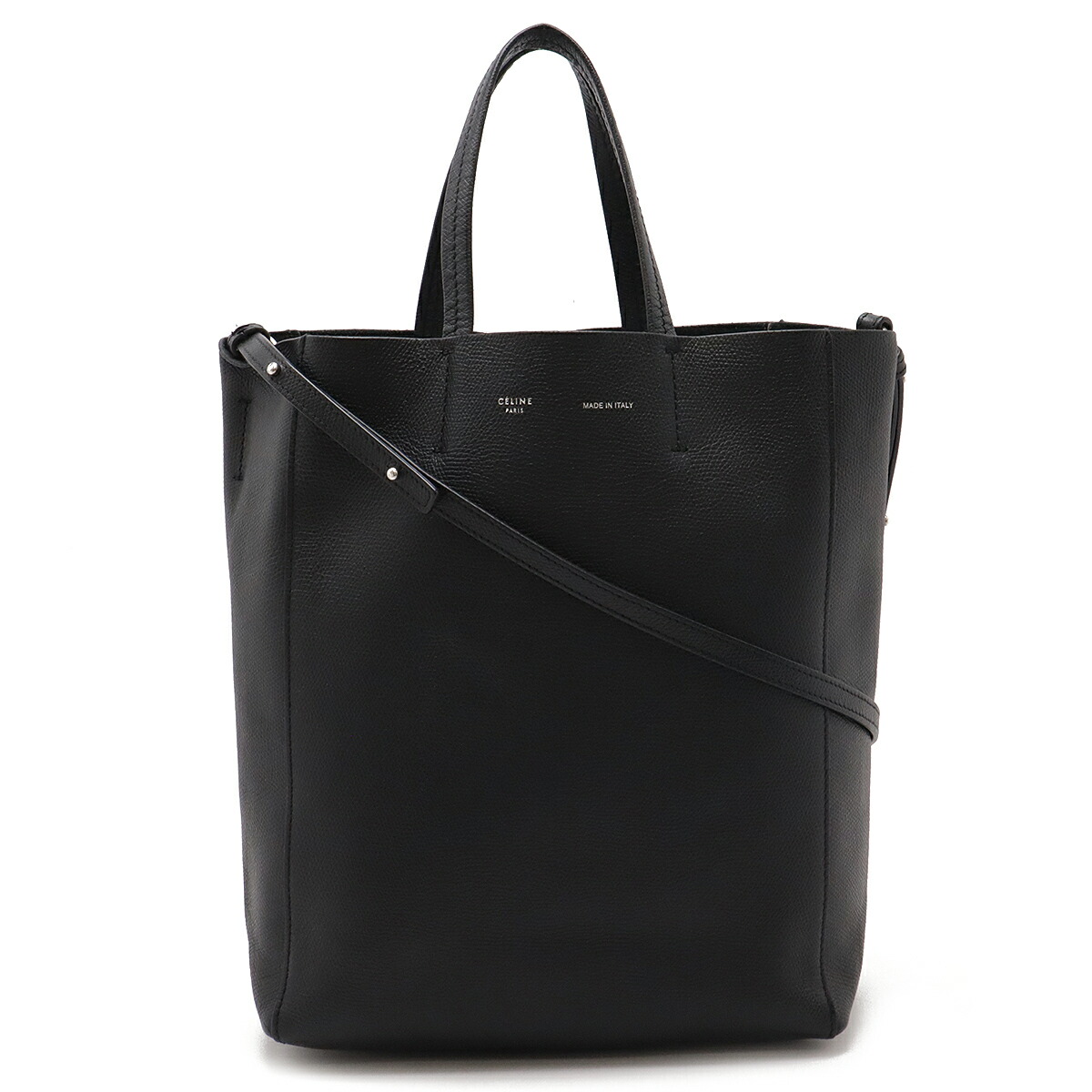 1/5まで出品 CÉLINE ブラック カバ レザー トートバッグ CELINE / セリーヌ | フィービー期 ホリゾンタルカバ レザー
