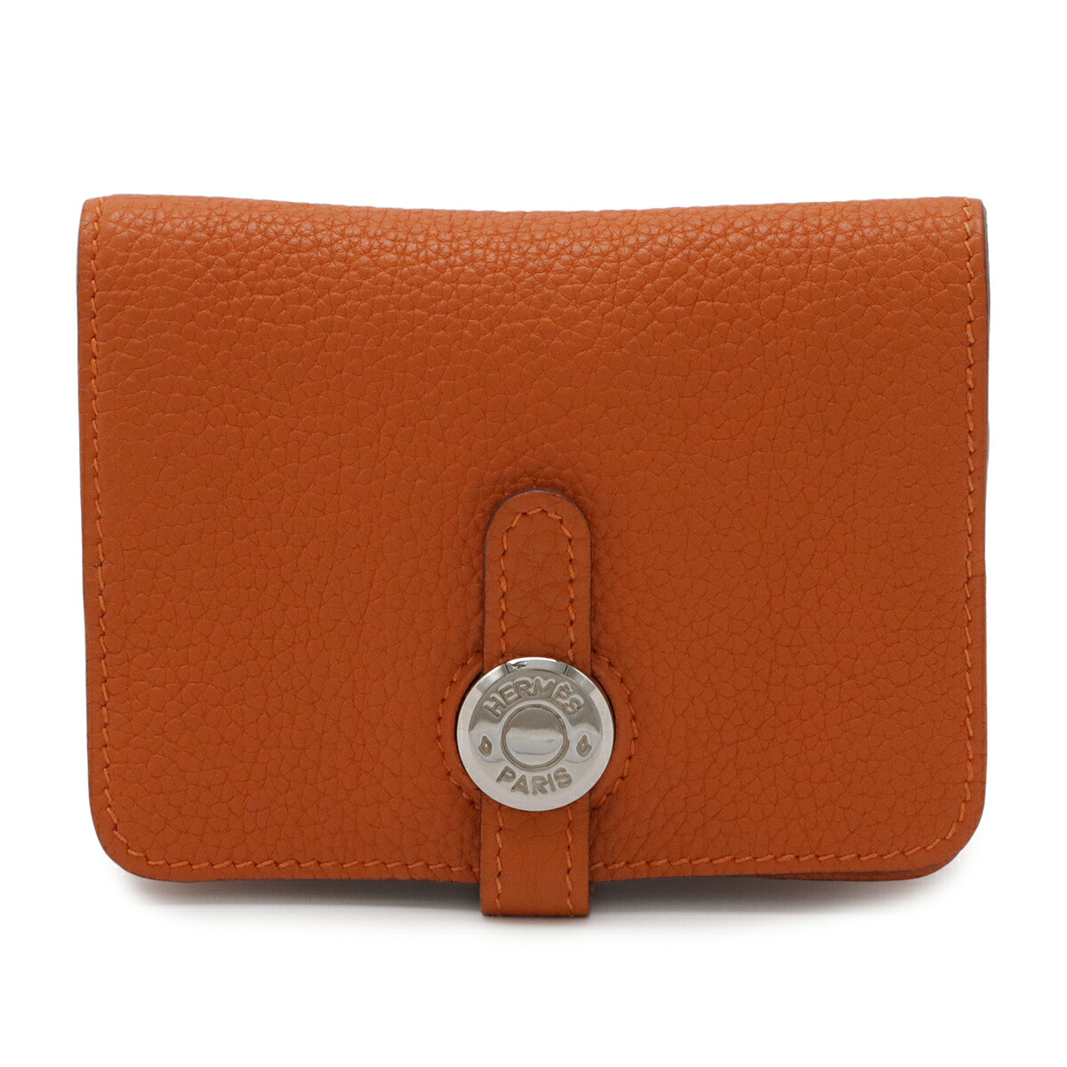 HERMES エルメス ドゴン カード コインケース 小銭入れ コインパース カードケース トゴ レザー オレンジ シルバー金具 【中古】｜ブルーミン／森田質店