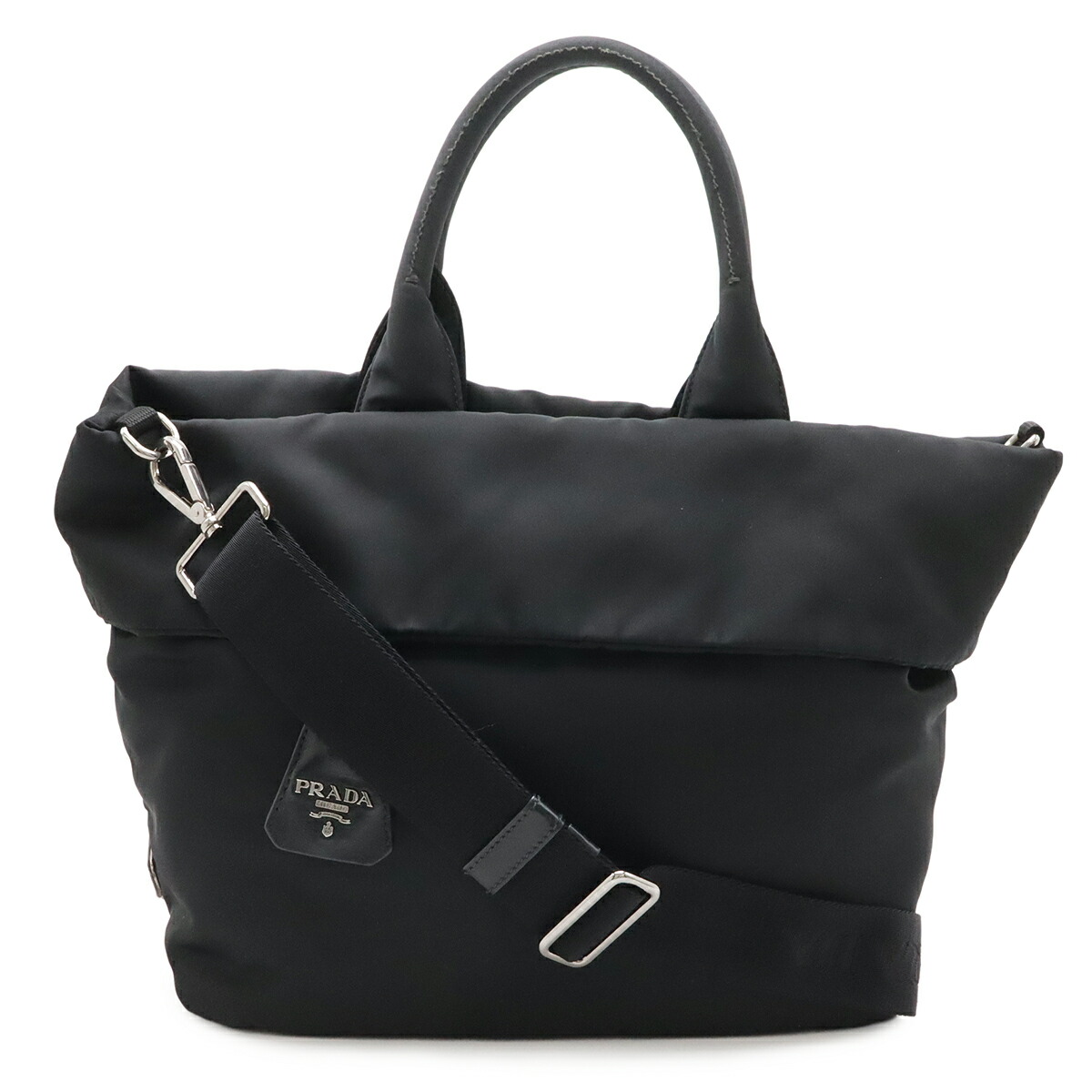 PRADA プラダ リヴァーシブル トートバッグ 2WAY ショルダーバッグ ナイロン NERO 黒 黒いこと BN1959 【中古】