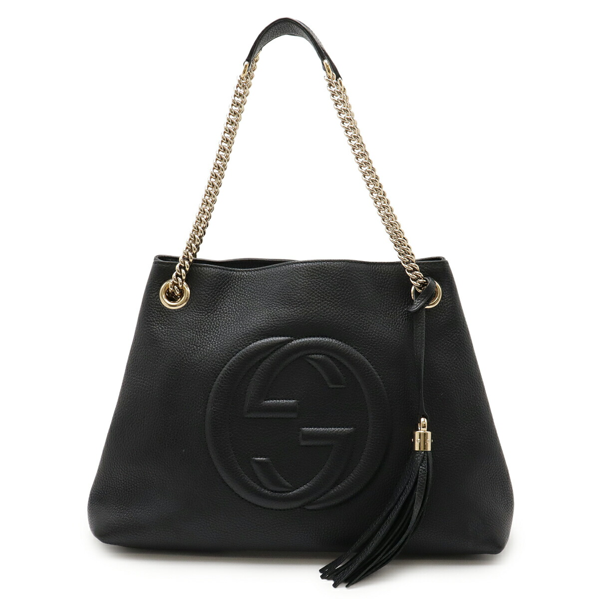 【即完売注意】グッチ☆ソーホー インターロッキング ショルダーバッグ レザー 黒 美品GUCCGI グッチソーホーインターロッキングショルダーバッグレザー