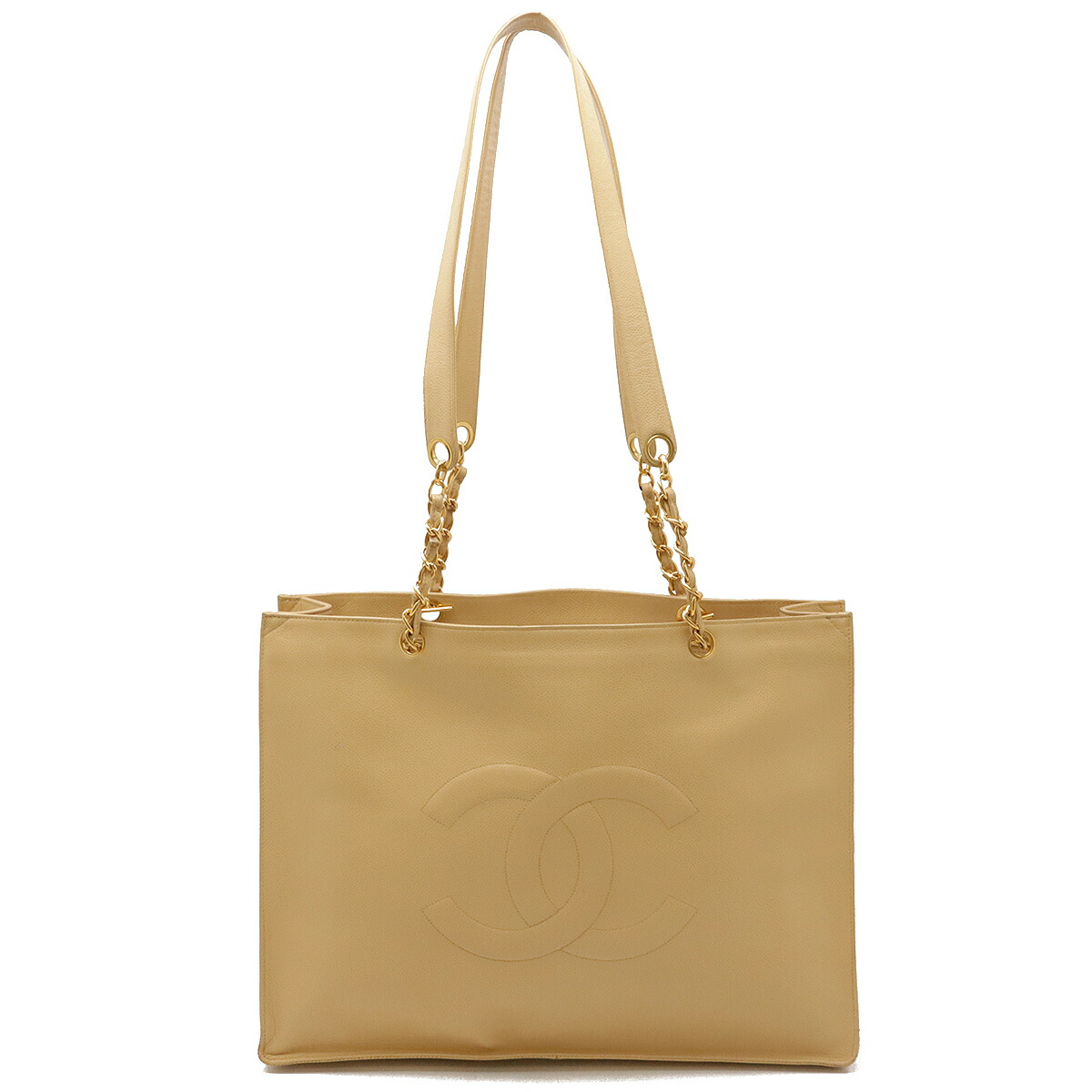 美品✨シャネル キャビアスキン ココマーク チェーン トートバッグ 茶 10番台 美品✨シャネル キャビアスキン ココマーク チェーン トートバッグ 茶