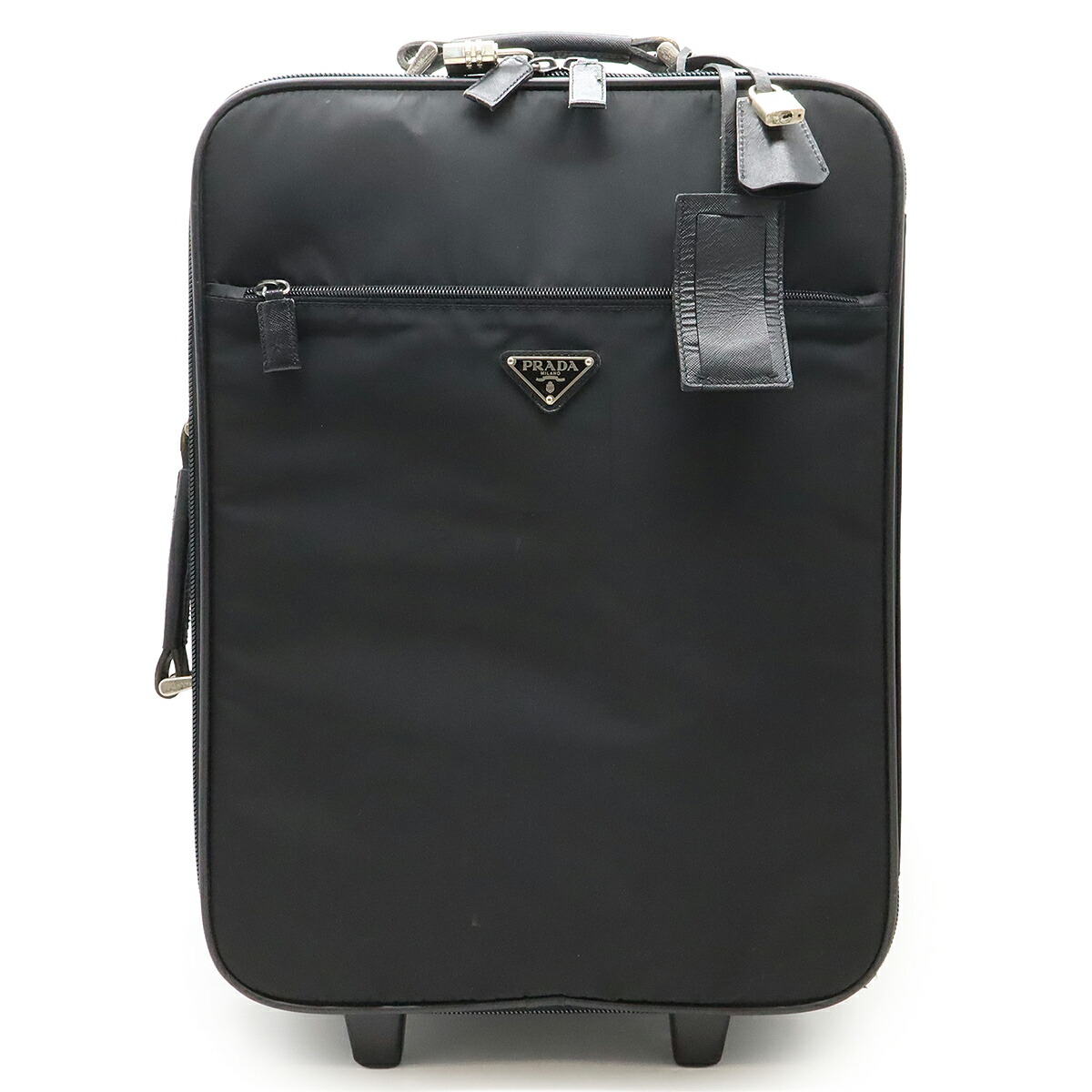 美品◇PRADA プラダ キャリーバッグ スーツケース サフィアーノレザー 青 PRADA サフィアーノレザー キャスター付きスーツケース (PRADA