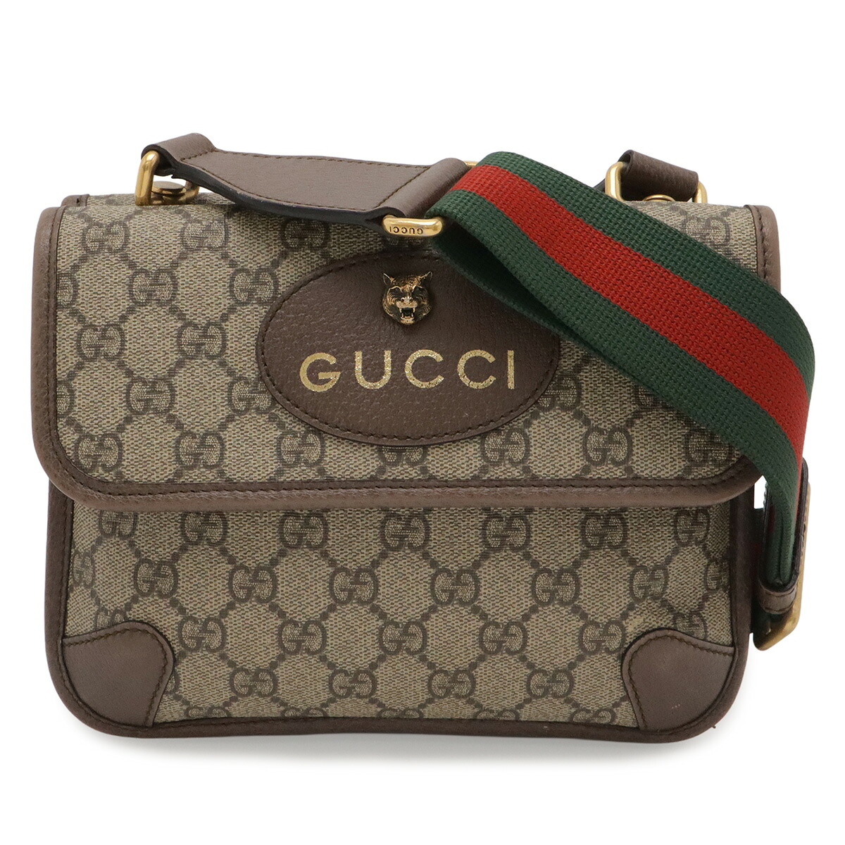 GUCCI グッチ ネオヴィンテージ GGスプリーム スモール メッセンジャーバッグ ショルダーバッグ タイガーヘッド PVC レザー ベージュ 501050 【中古】｜ブルーミン／森田質店