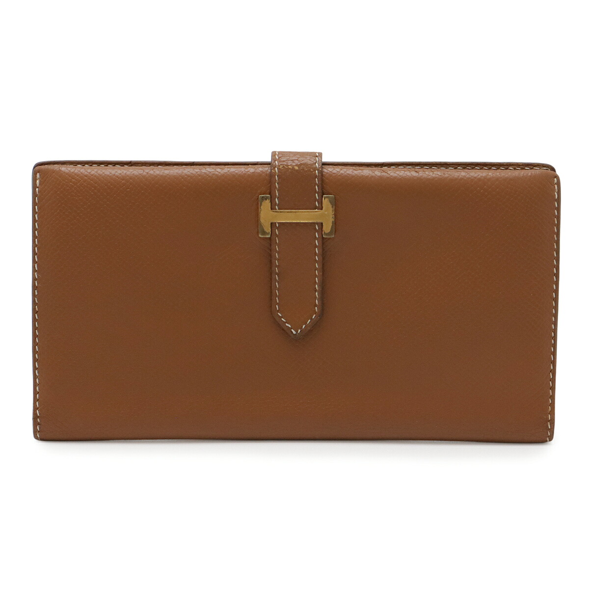 HERMES エルメス ベアン クラシック 2つ折長財布 二つ折り長財布 クシュベル レザー ゴールド ライトブラウン ゴールド金具 ○Y刻印 【中古】