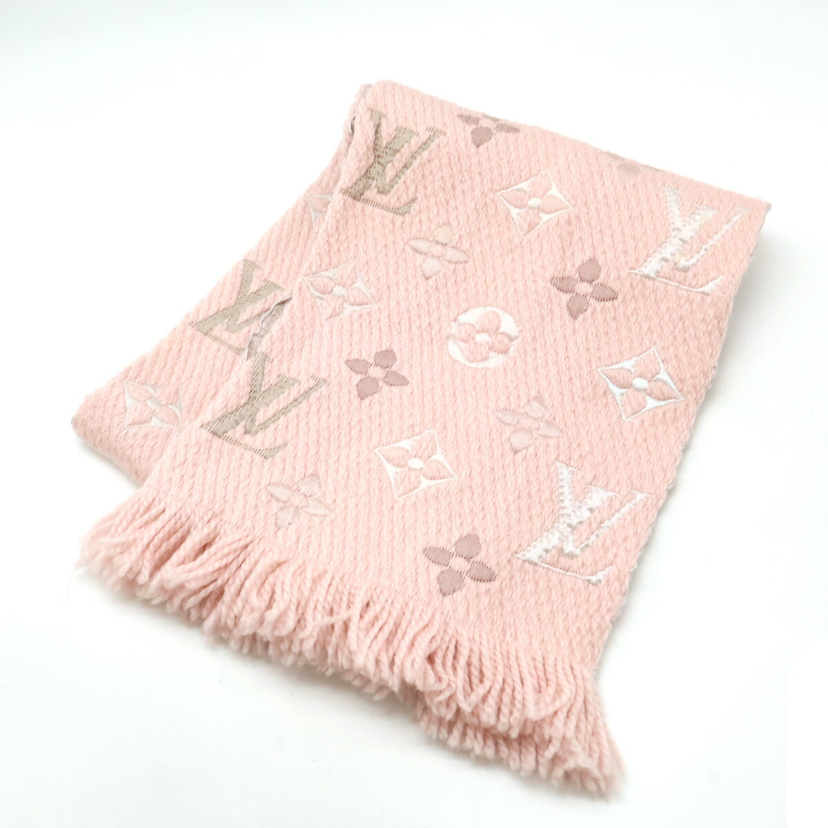 【美品✨】 VUITTON マフラー ウール エシャルプロゴマニア　フリンジ付き 楽天市場】ルイヴィトン 服飾小物 レディース エシャルプロゴ