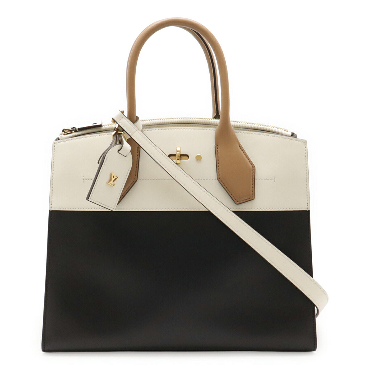 LOUIS VUITTON ルイ ヴィトン シティ スティーマーMM ハンドバック 2WAY肩先 バイ色合い なめし革 白いこと 白 ノワール 黒いこと 黒 M42621 【中古】
