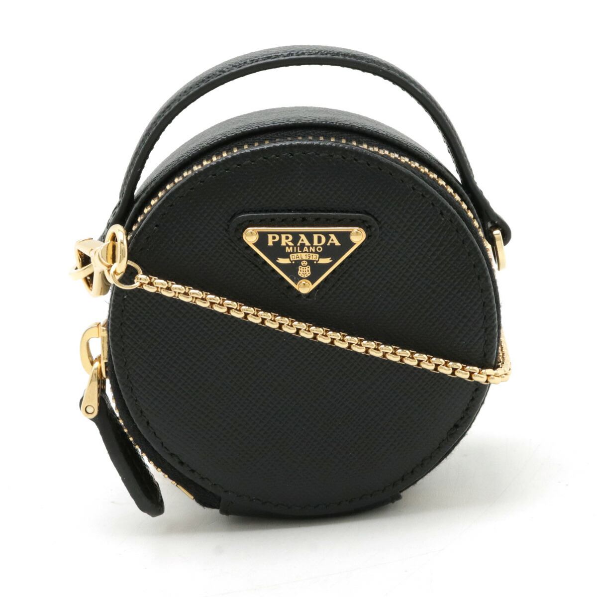 美品☆PRADA バックチャーム　小物入れ プラダ ポーチ グレー ブラック ナイロン レザー 中古 小物入れ