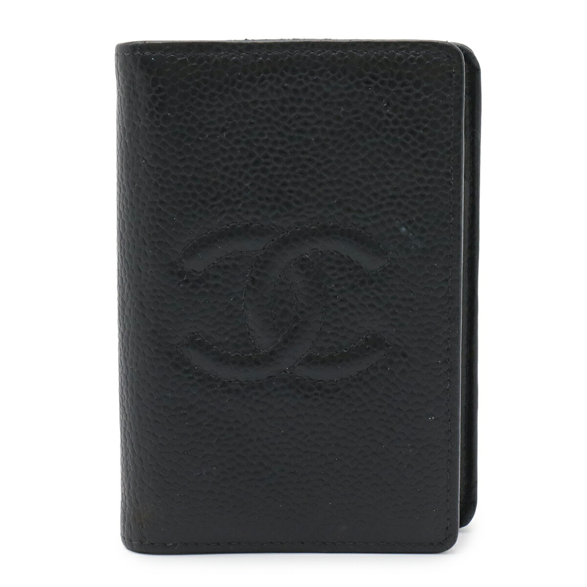 CHANEL シャネル ココマーク 歌留多入れもの 名刺入れ 通り手形入れもの キャビア素はだ なめし革 黒いこと 黒 A13503 【中古】