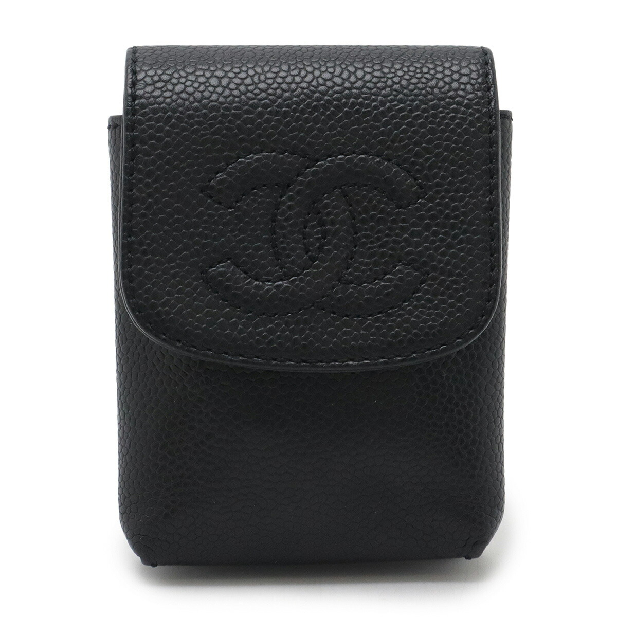 CHANEL シャネル ココマーク シガレットケース タバコケース iQOSケース アイコスケース ポーチ 小物入れ キャビアスキン レザー ブラック A13511 【中古】