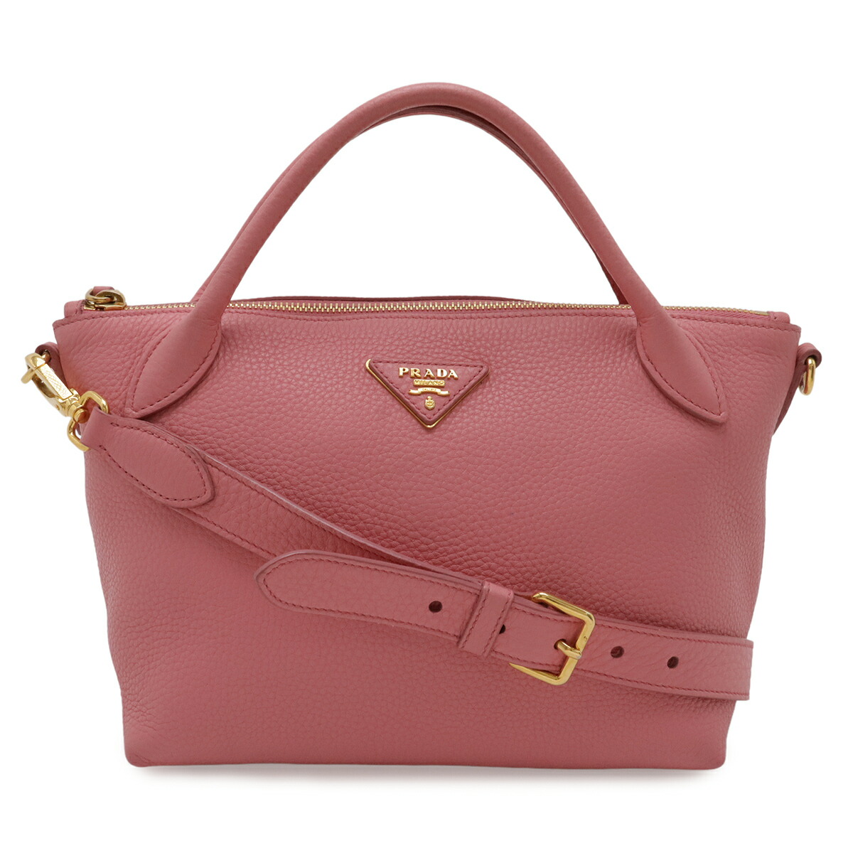 PRADA プラダ VIT.DAINO ハンドバック 2WAY ショルダーバッグ 曲がった掛け さくら色 ゴールド金具 1BA111 【中古】