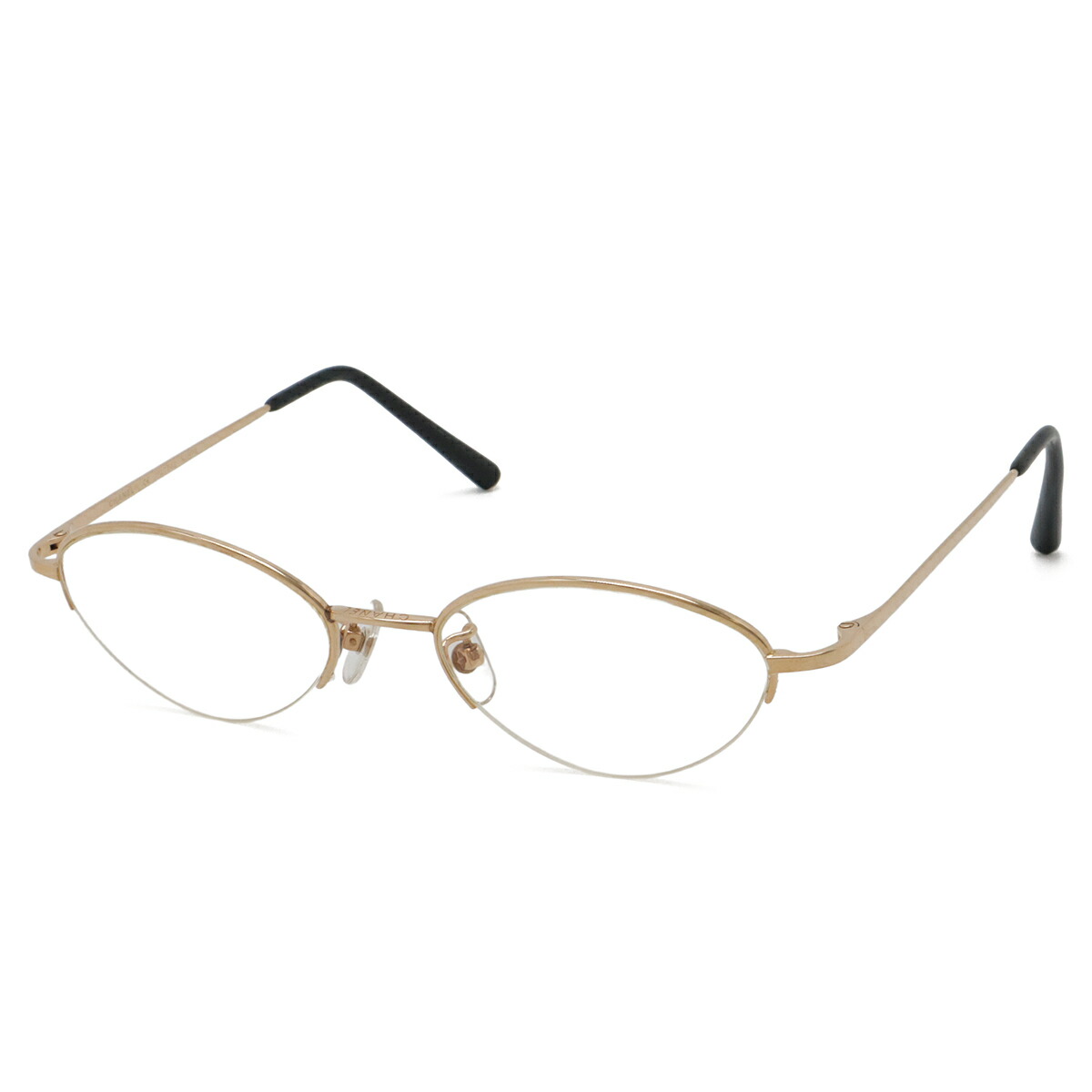 CHANEL シャネル ココマーク 眼鏡 伊達めがね メガネフレーム ハーフリム オーバルシェイプ 度入り クリア K18PG ピンクゴールド ブラック 2002K 【中古】