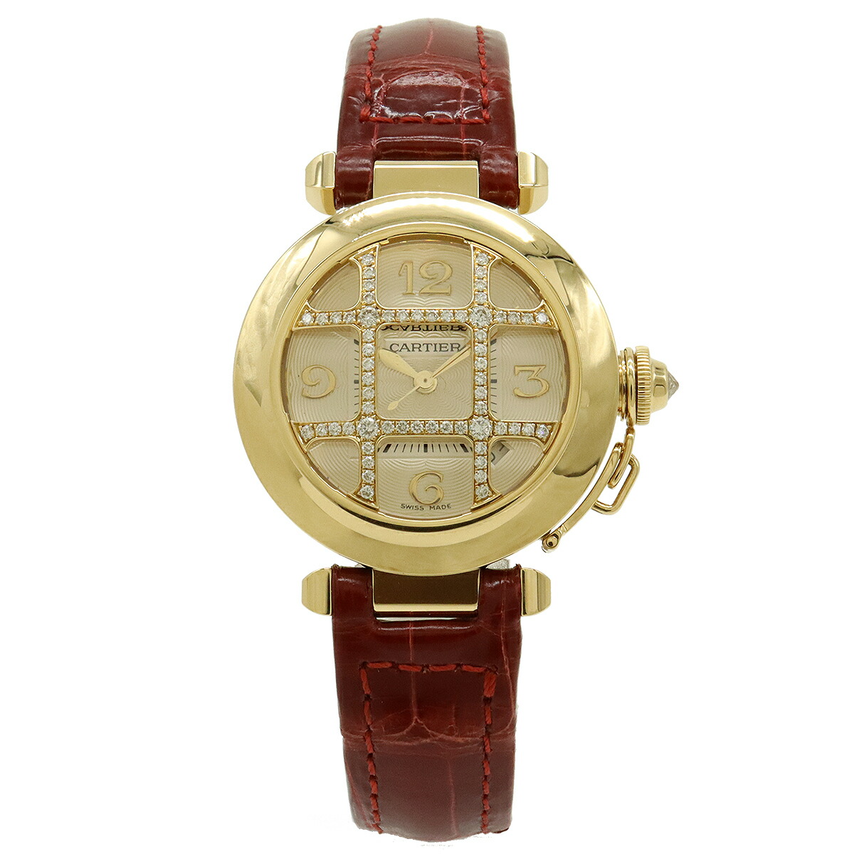 楽天市場】Cartier カルティエ パシャ 32 K18 革ベルト ダイヤ