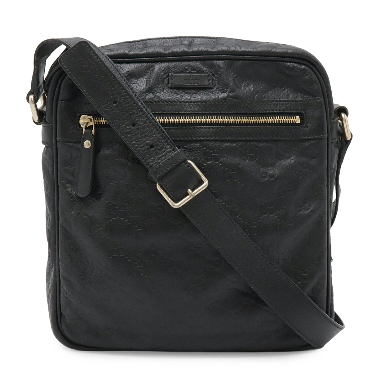 GUCCI グッチ グッチシマ ショルダーバッグ 斜め掛け レザー ブラック 黒 ゴールド金具 201448 【中古】