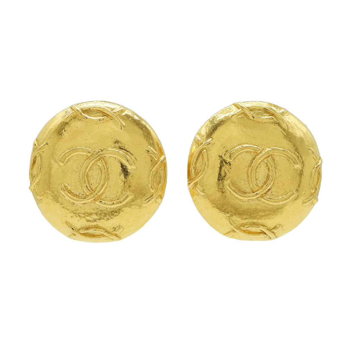 CHANEL シャネル ココマーク 名取り草 イヤリング GP ゴールド 【中古】