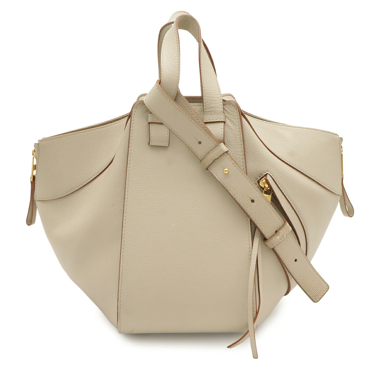 LOEWE ロエベ ハンモックバッグ スモール ハンドバッグ 2WAY ショルダーバッグ 斜め掛け レザー サンドベージュ ゴールド金具 387.30 【中古】｜ブルーミン／森田質店