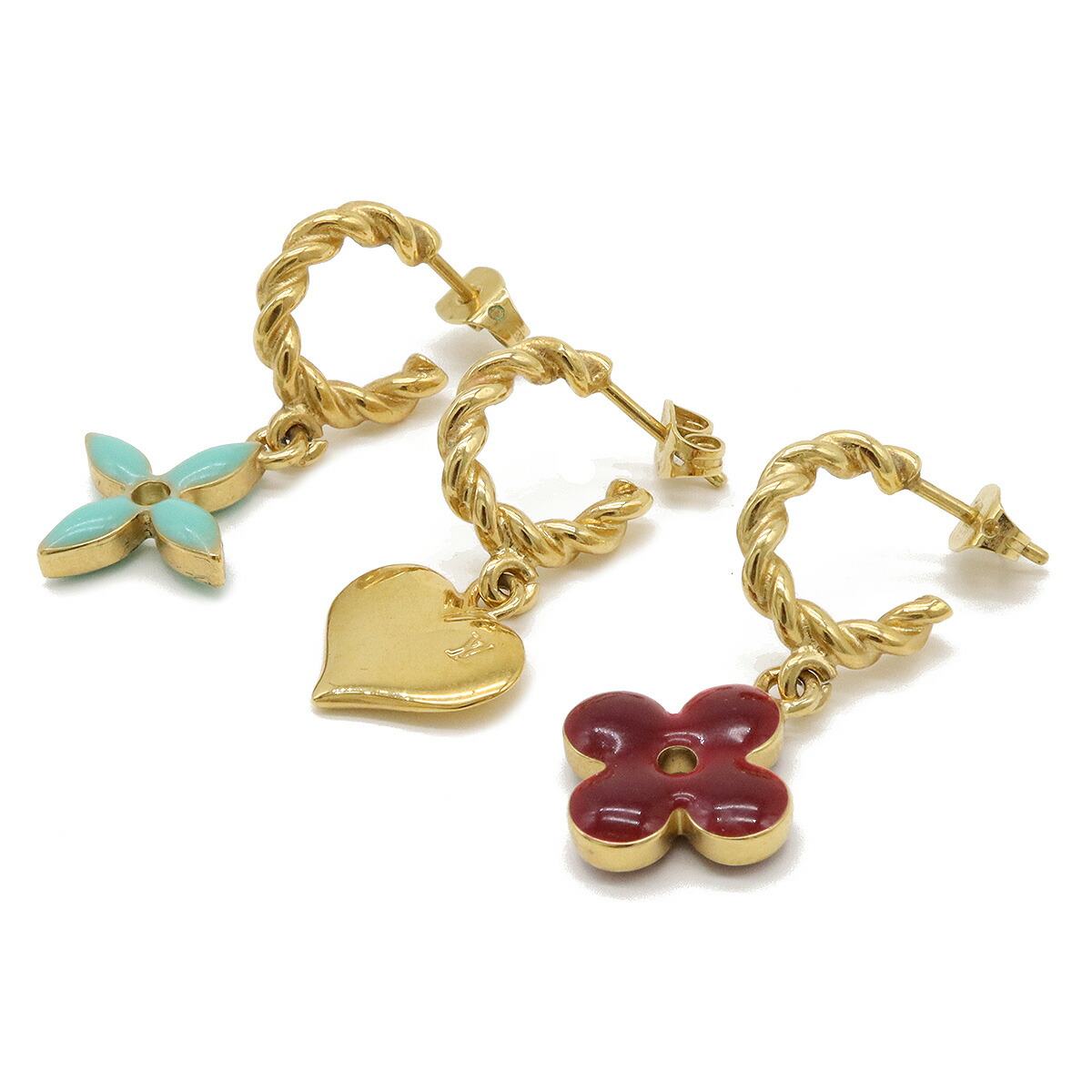 ルイヴィトン ブークルドレイユ・スウィートモノグラム ピアス 3つセット LOUIS VUITTON】ルイ ヴィトン ピアス 3個セット