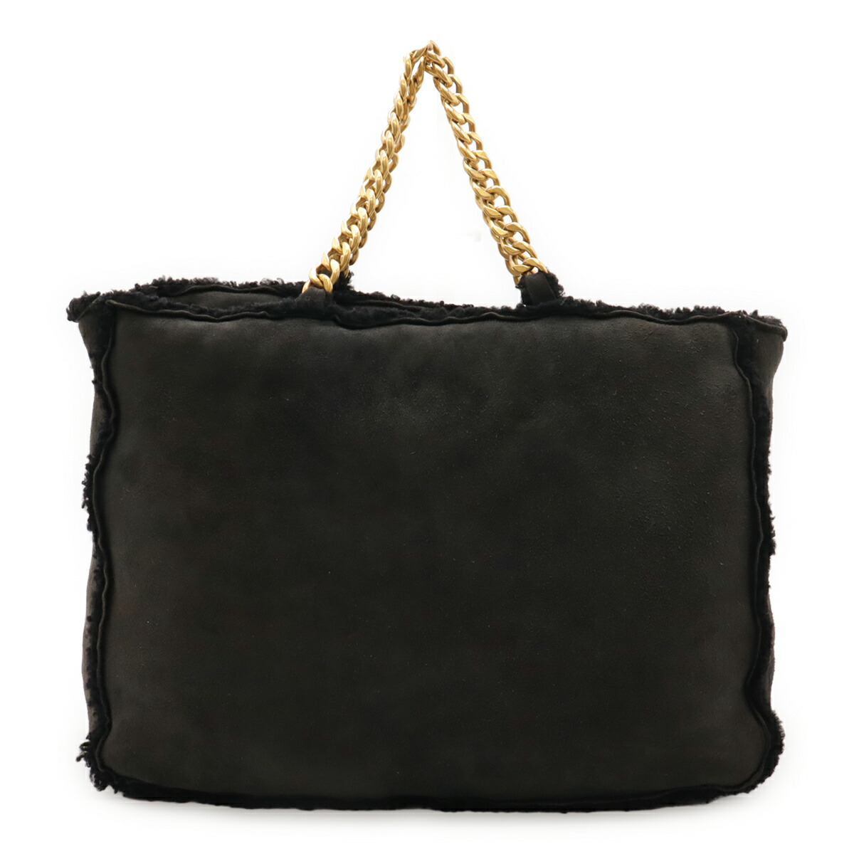 CHANEL シャネル ムートン チェーントート トートバッグ ハンドバッグ ショルダーバッグ レザー ブラック 黒 ゴールド金具 【中古】 47,880円