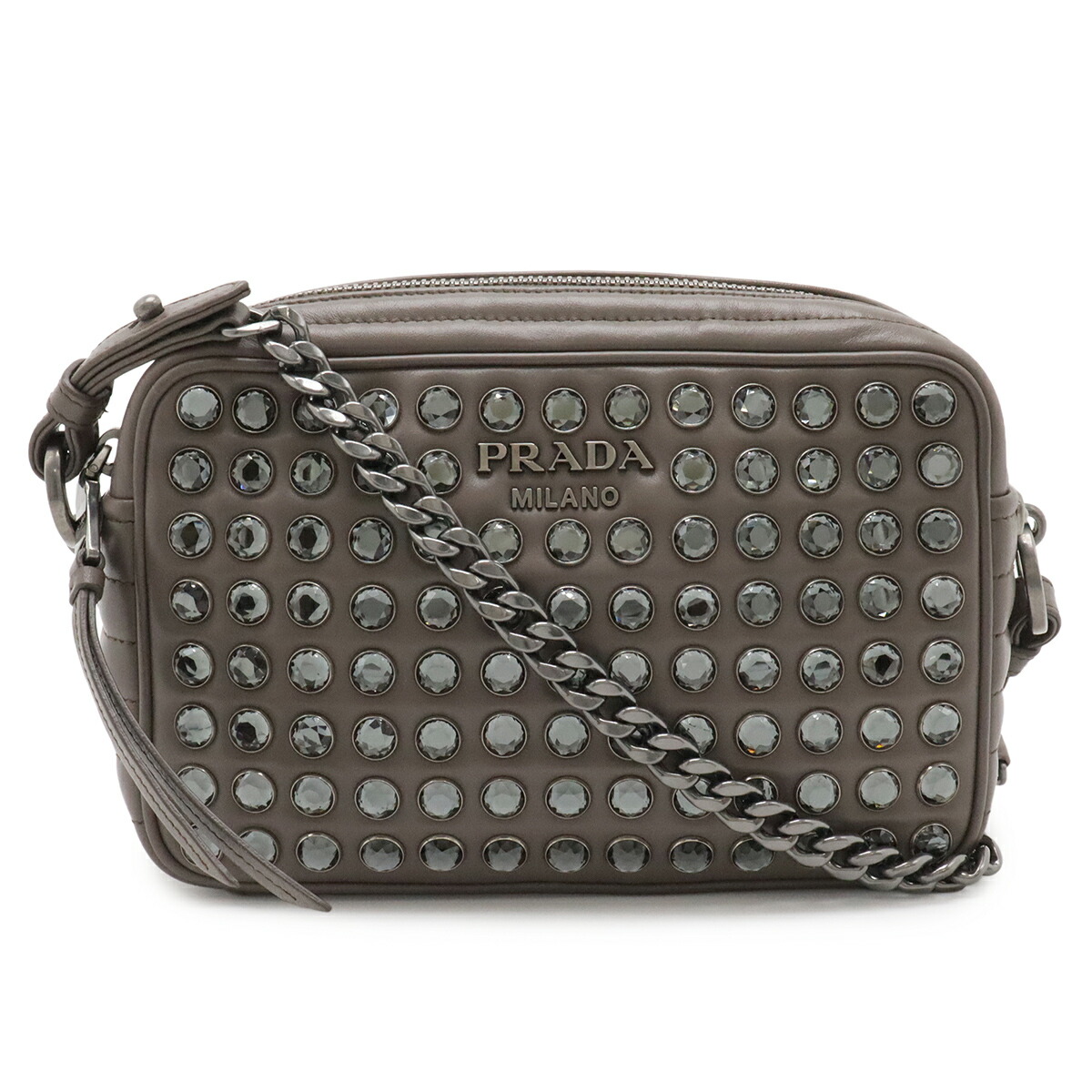 PRADA プラダ VITELLO PHENIX 生産ライン石ころ ショルダーバッグ 曲がった掛け 2WAY クラッチペダル御徒面子 なめし革 グレージュ 外国でブチック買いもとめる品 1BH103 【中古】