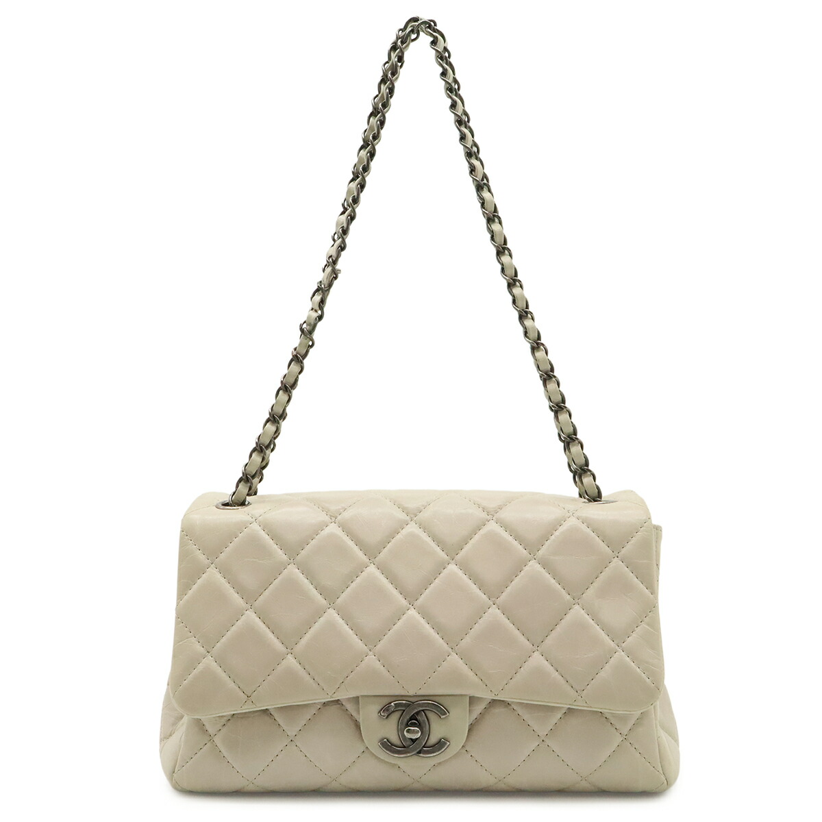 CHANEL シャネル マトラッセ チェーンショルダー ショルダーバッグ エイジドカーフスキン レザー サンドベージュ 【中古】｜ブルーミン／森田質店