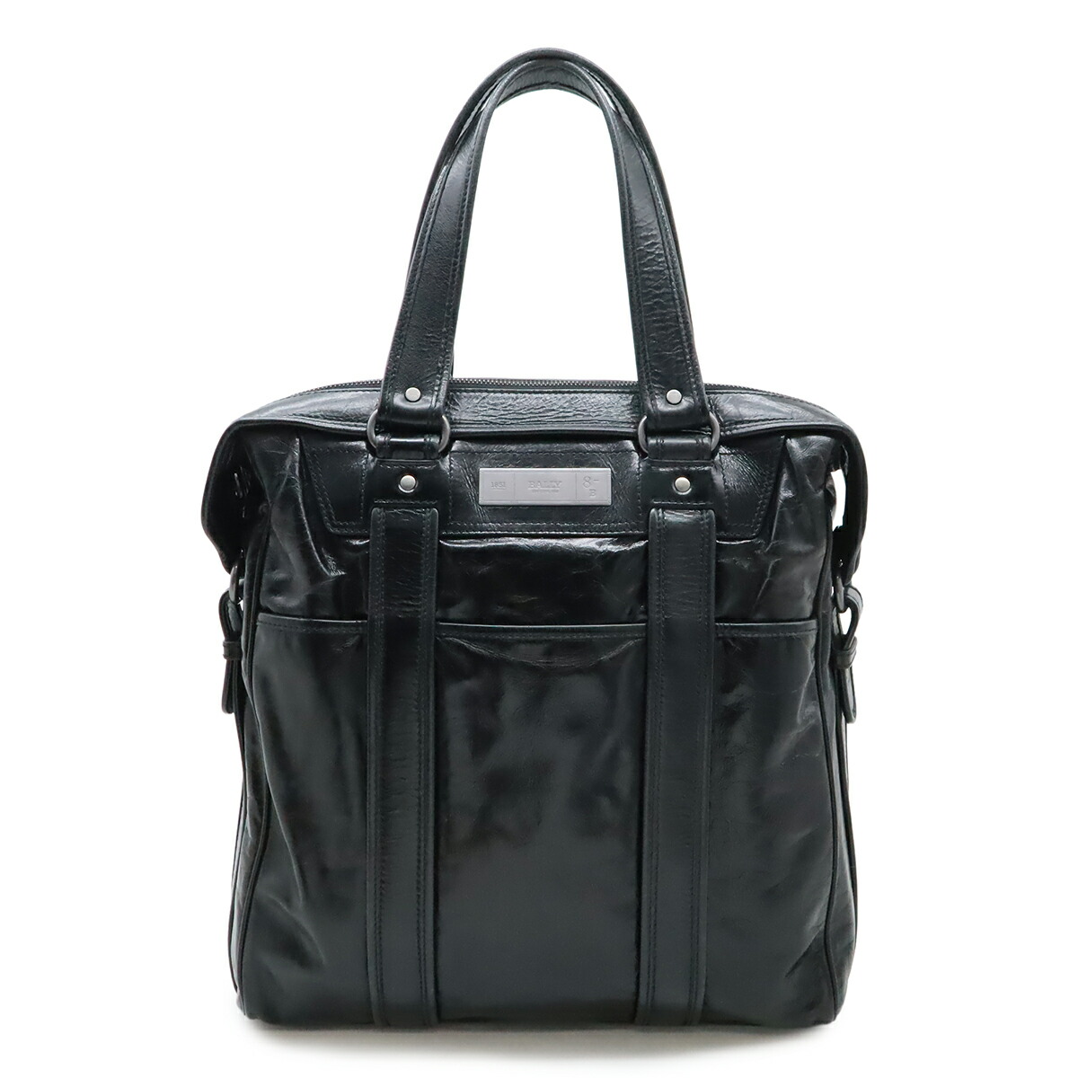 BALLY バリー ロゴタイプ一皿 トートバッグ ラージトート ショルダーバッグ 虚蝉肩先 肩かけ なめし革 黒いこと 黒 【中古】