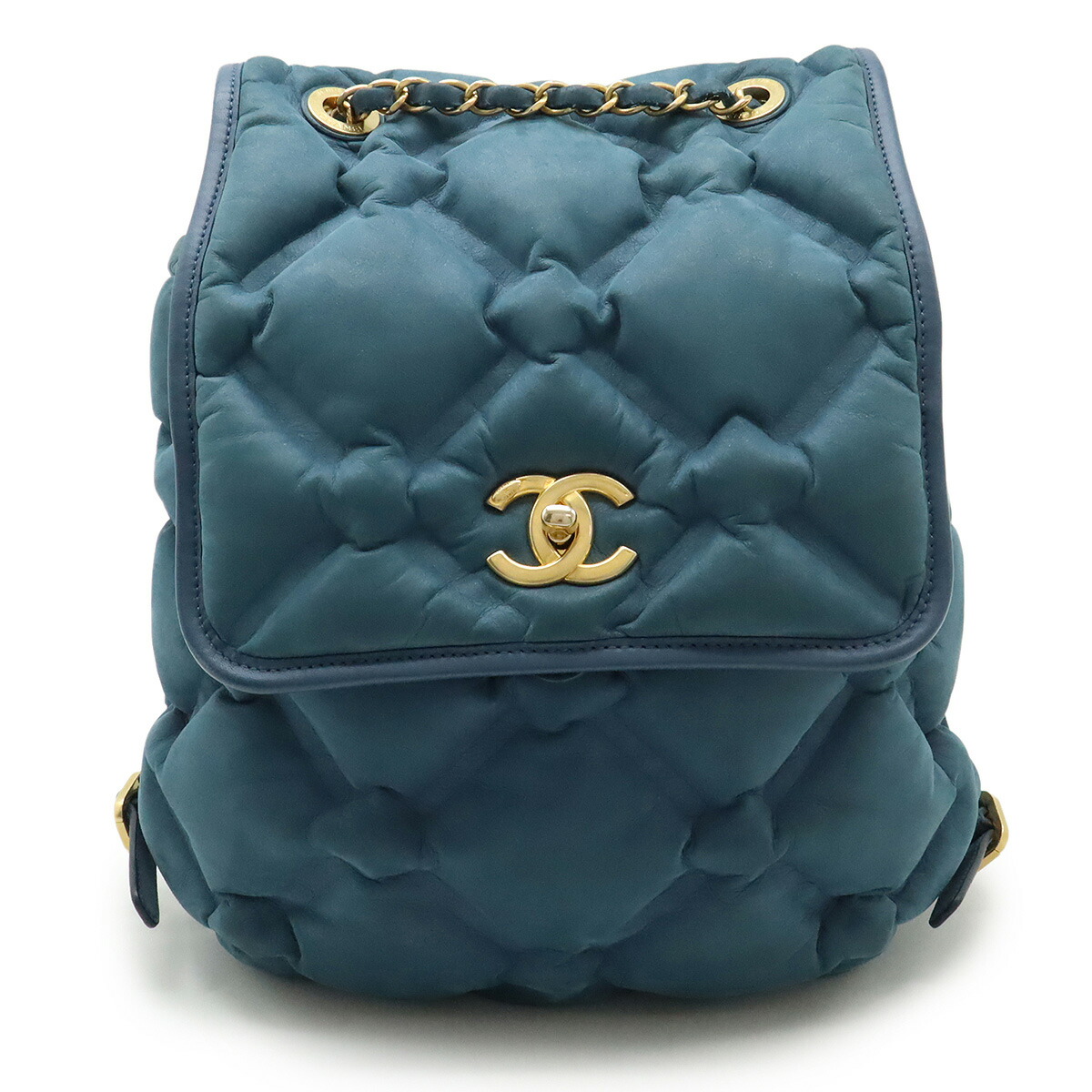 CHANEL シャネル 砂上の楼閣キルト チェーン店肩先 背嚢 うしろ側容器に並べる なめし革 青色 サクラ色 ゴールド金具 【中古】 レディースバッグ-バッグ・小物・ブランド雑貨