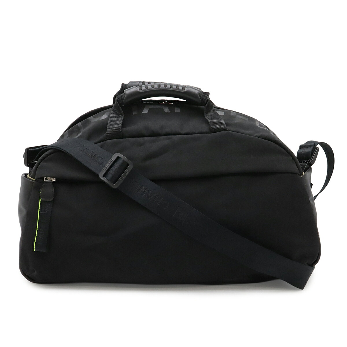 CHANEL シャネル スポーツライン ココマーク ボストンバッグ 2WAY ショルダーバッグ 旅行バッグ ラバー ナイロン ブラック 黒 イエロー 黄 【中古】|ブルーミン/森田質店
